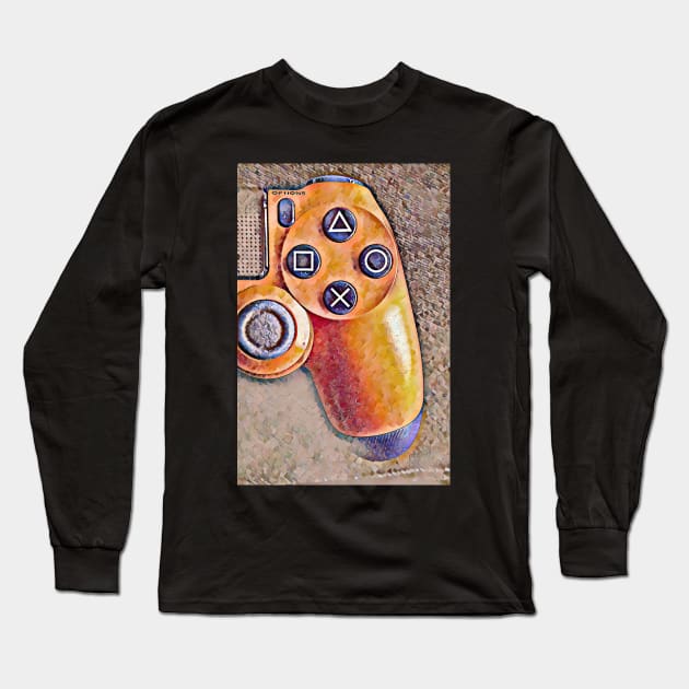 ps4 controller oil painting Long Sleeve T-Shirt by Guntah